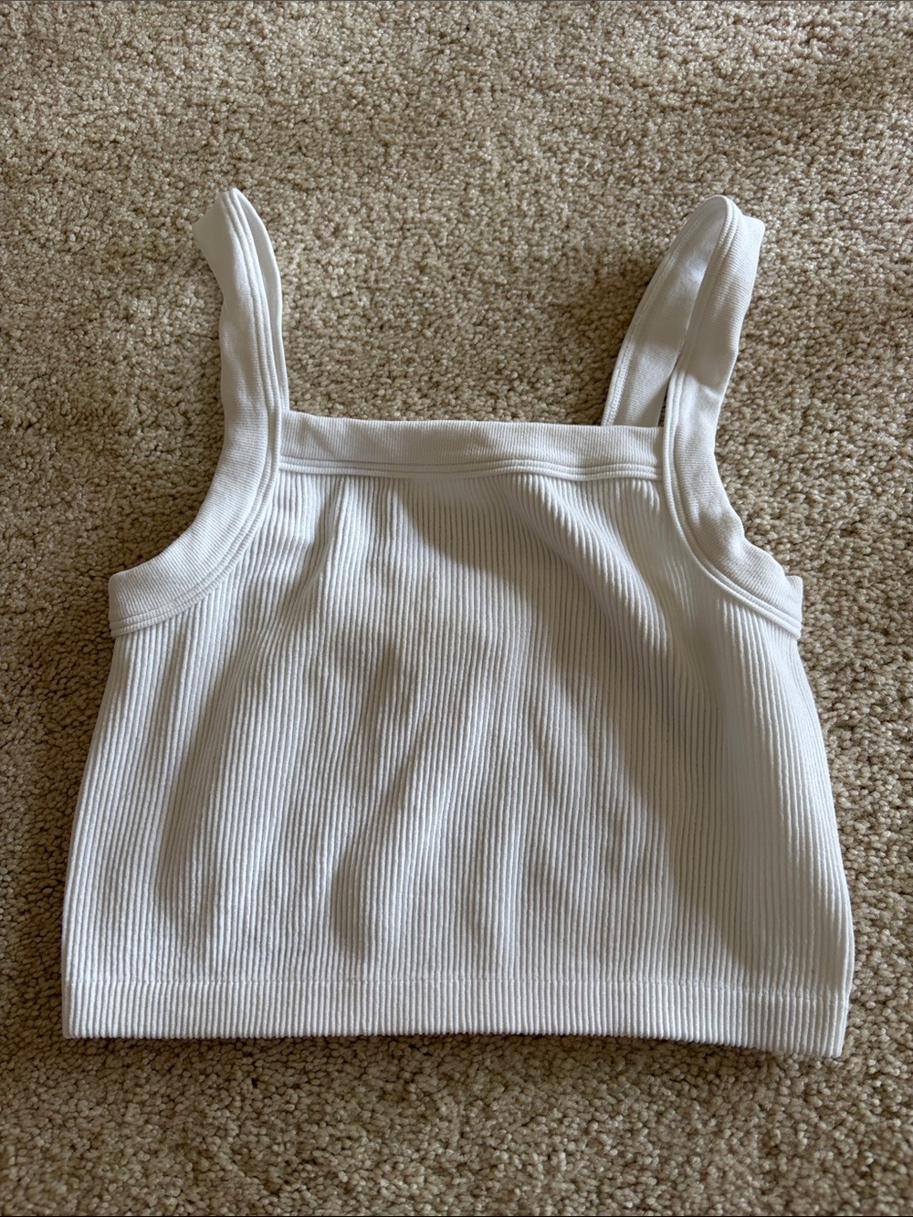 Cotton On Cream Ribbed Square-Neck Crop Top